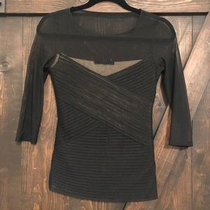 BCBG mesh 3/4 sleeve black top size XS